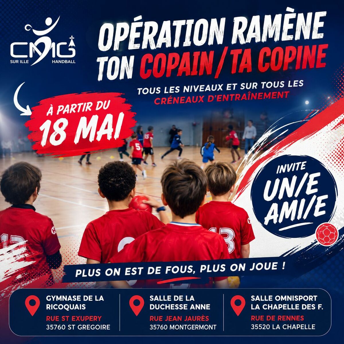 Opération «  Ramène ton Copain / Copine » ! Ouverture de nos créneaux d'entraînement