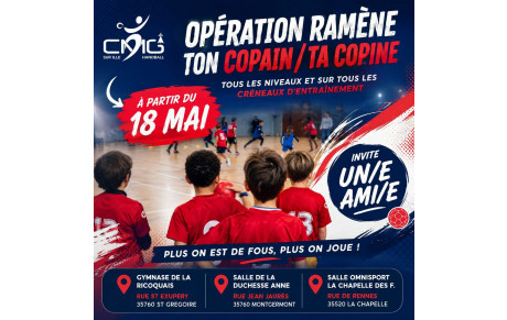 Opération «  Ramène ton Copain / Copine » ! Ouverture de nos créneaux d'entraînement